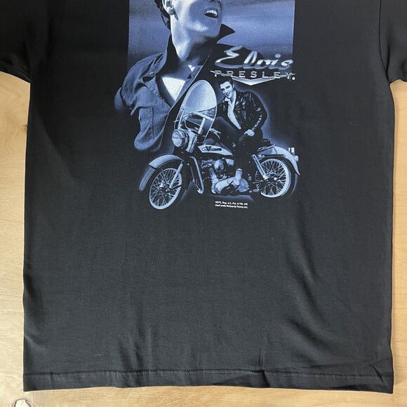 Vintage Elvis Presley Motorcycle Shirt Large Black Y2K Biker Music Glam NWT - Picture 4 of 6